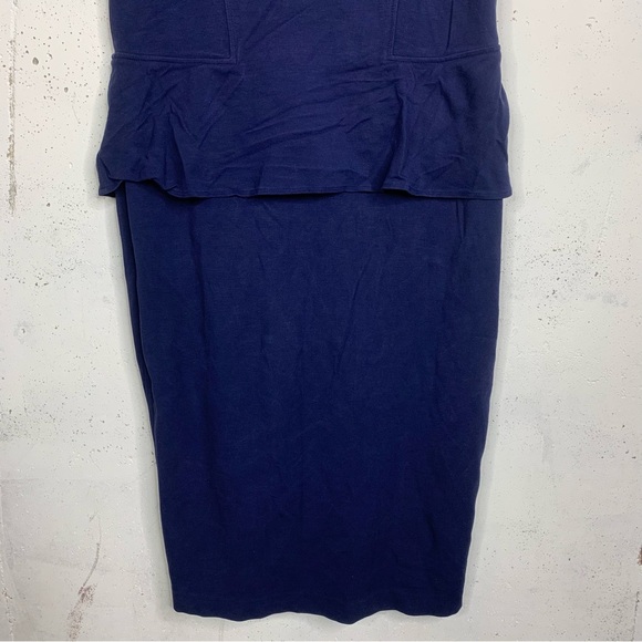 Lafayette Navy Blue Cap Sleeve Peplum Ruffle Dress Size 16 - Picture 6 of 13